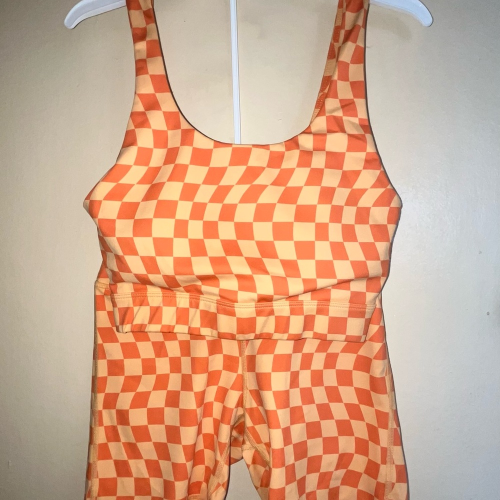 Orange Checkered Workout Set